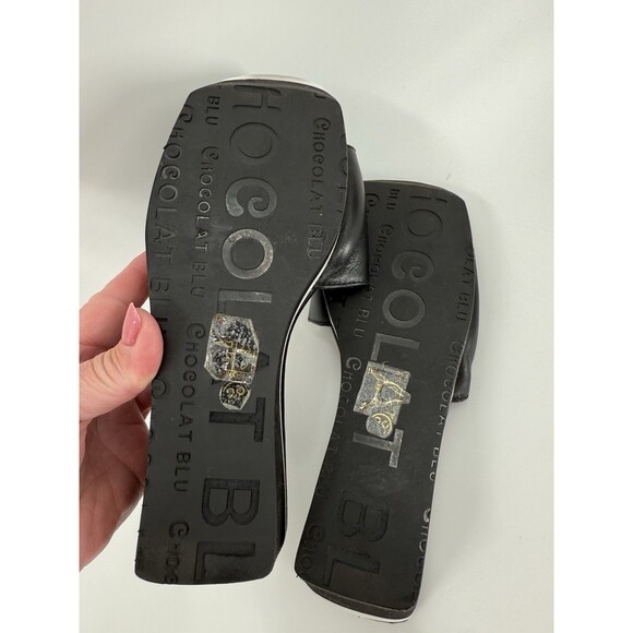 Ladies Chocolat Blu Jadine Leather Slide Wedges Black EUR 38  US 7 - Picture 10 of 10